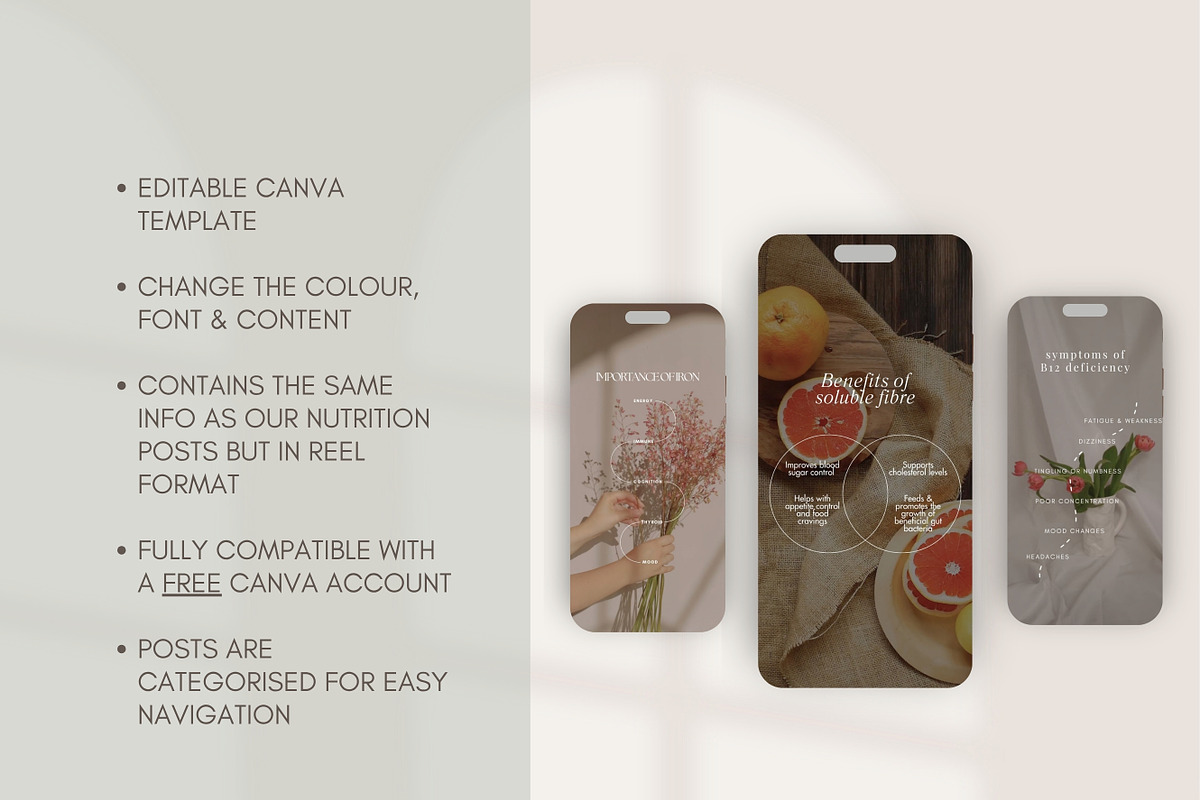 Nutrition Instagram Reels Canva, a Social Media Template by Naturopath Hub (Photo 5 of 8)
