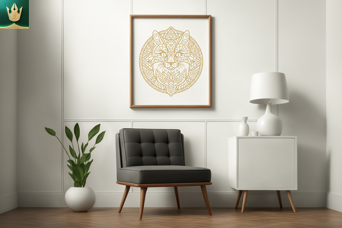 Mandala V2 | Boho Cat Vector Art, an Illustration by pixaroma (Photo 9 of 10)