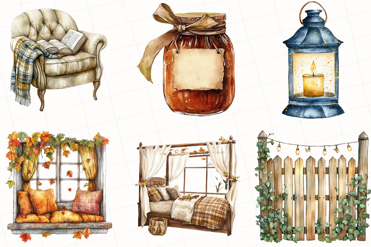 Watercolor Autumn Enchantment Clipar, an Illustration by OK Design (Photo 3 of 5)