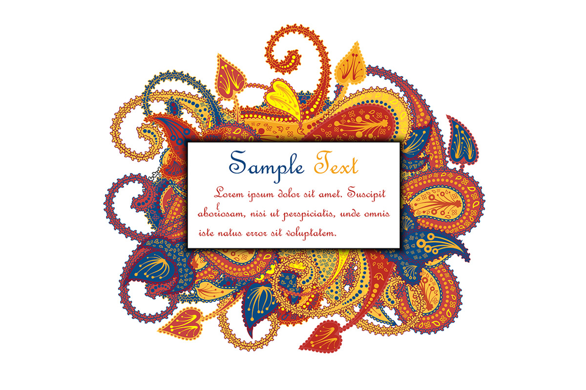5 Paisley Pattern Ornate Frame, an Illustration by Pavel Vectors