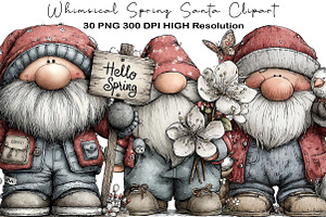 Whimsical Spring Santa Clipart, an Illustration by Black Bird Studio