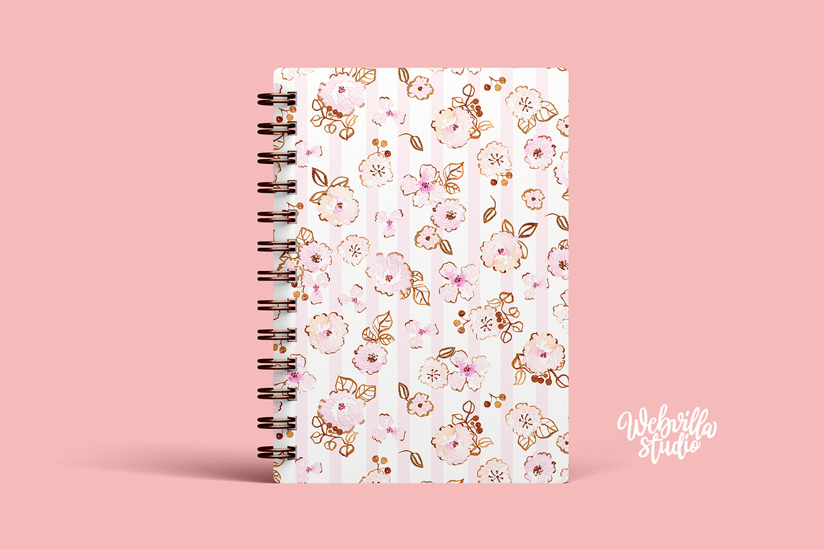 Pink Blooms Watercolor Pattern, a Pattern Graphic by Webvilla Studio