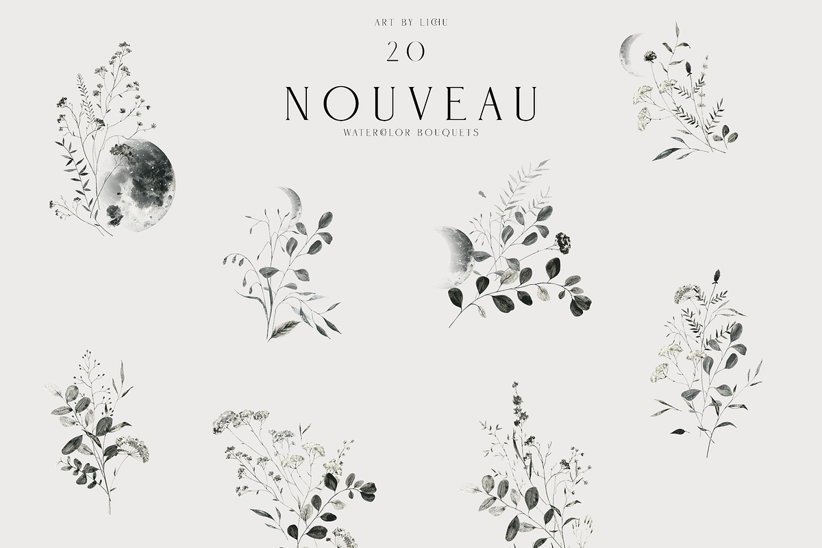 NOUVEAU watercolor floral, a Decorative Illustration by LiChu Art (Photo 8 of 12)