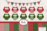 Christmas Owl Vectors & Patterns, an Animal Illustration by Amanda Ilkov (Thumbnail 1 of 3)