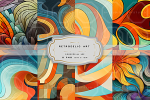 RETRODELIC ART. Seamless Patterns