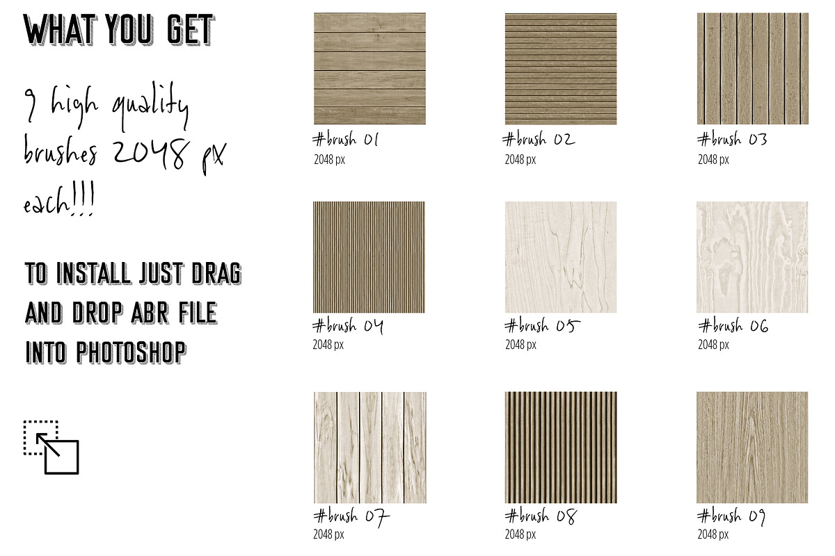 Photoshop Brush Set WOOD TEXTURE, a Brush Add-On by archibicc (Photo 2 of 3)
