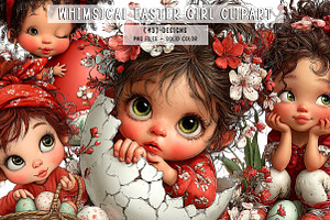 Whimsical Easter Girl Clipart, an Illustration by CreationArt