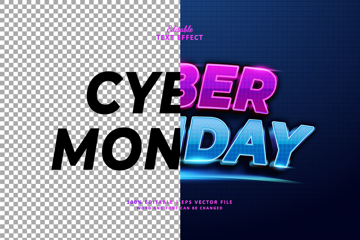 Text Effect Cyber Monday, a Brushes & More by Navy Graphic (Photo 2 of 2)