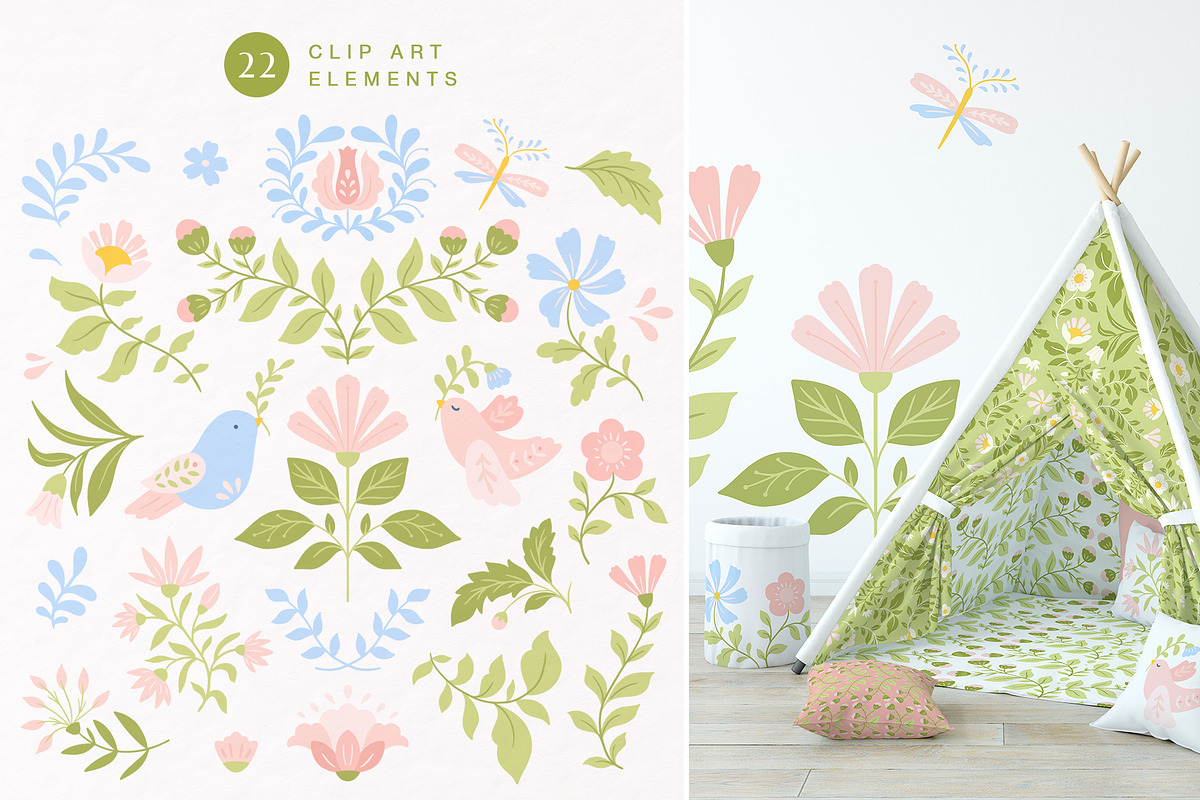 Folk Spring Patterns and Clip Art, a Pattern Graphic by Inna Moreva (Photo 4 of 7)