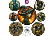 Halloween Witches Medaillons, a Seasonal Illustration by ThatsDesignArt (Thumbnail 14 of 16)