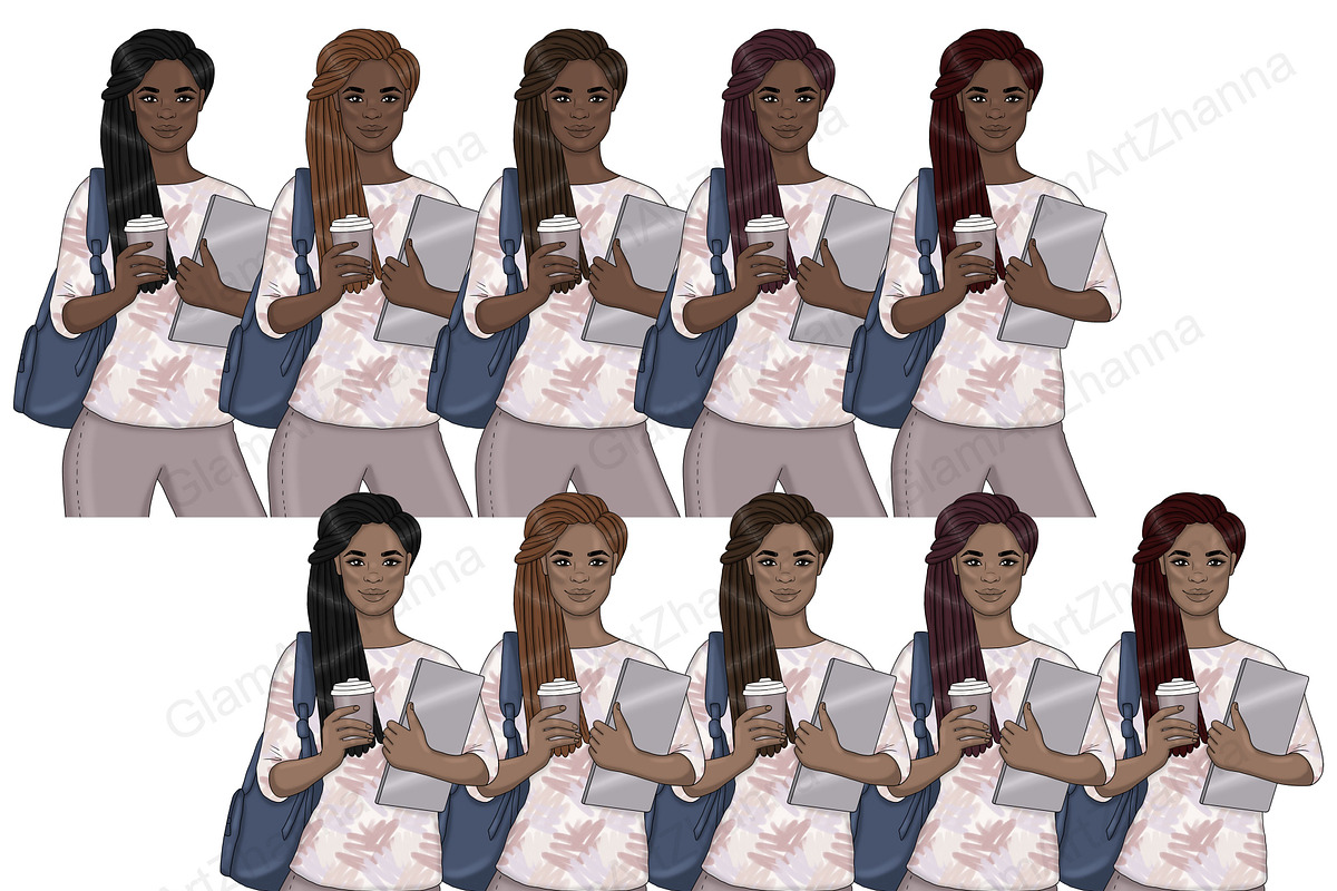 Study Beige Girls Clipart, a Person Illustration by GlamArtZhanna (Photo 4 of 7)