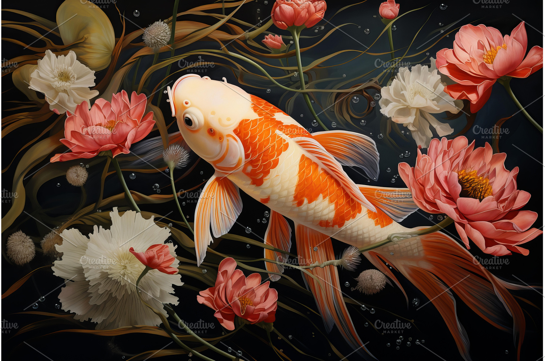 Tranquil Pond goldfish lotus, a Nature Photo by Ylivdesign