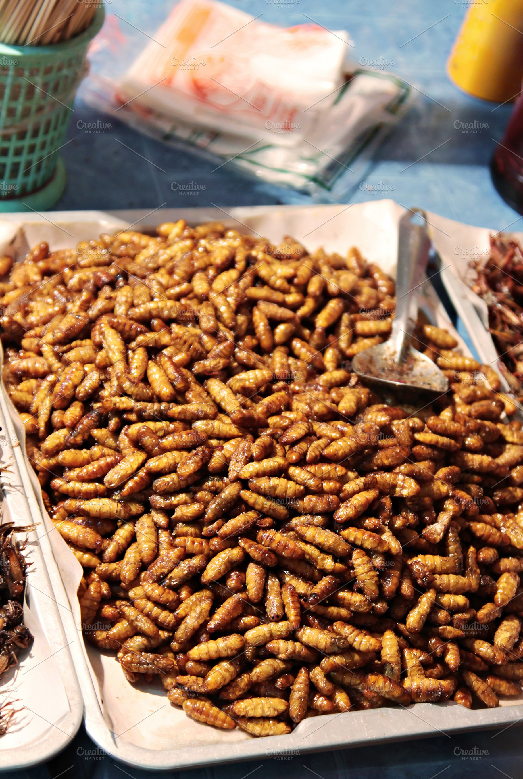 Fried larvas, a Photo by saiko3p