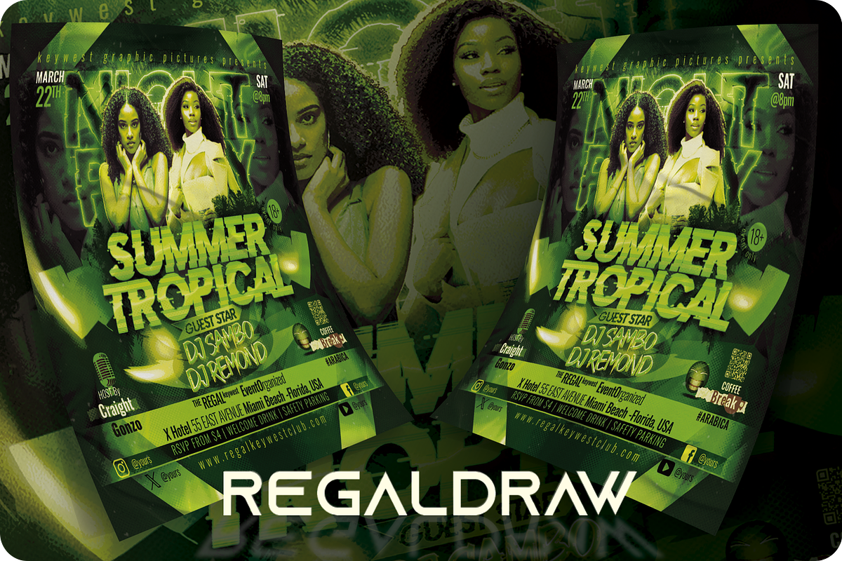Summer Tropical Night Party Flyer, a Flyer Template by regalDRAW (Photo 2 of 3)