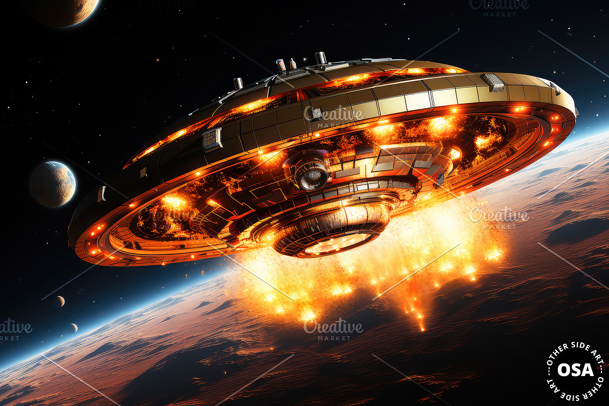 Saucer-Shaped Extraterrestrial UFO, a Technology Illustration by Other Side Art (Photo 2 of 8)