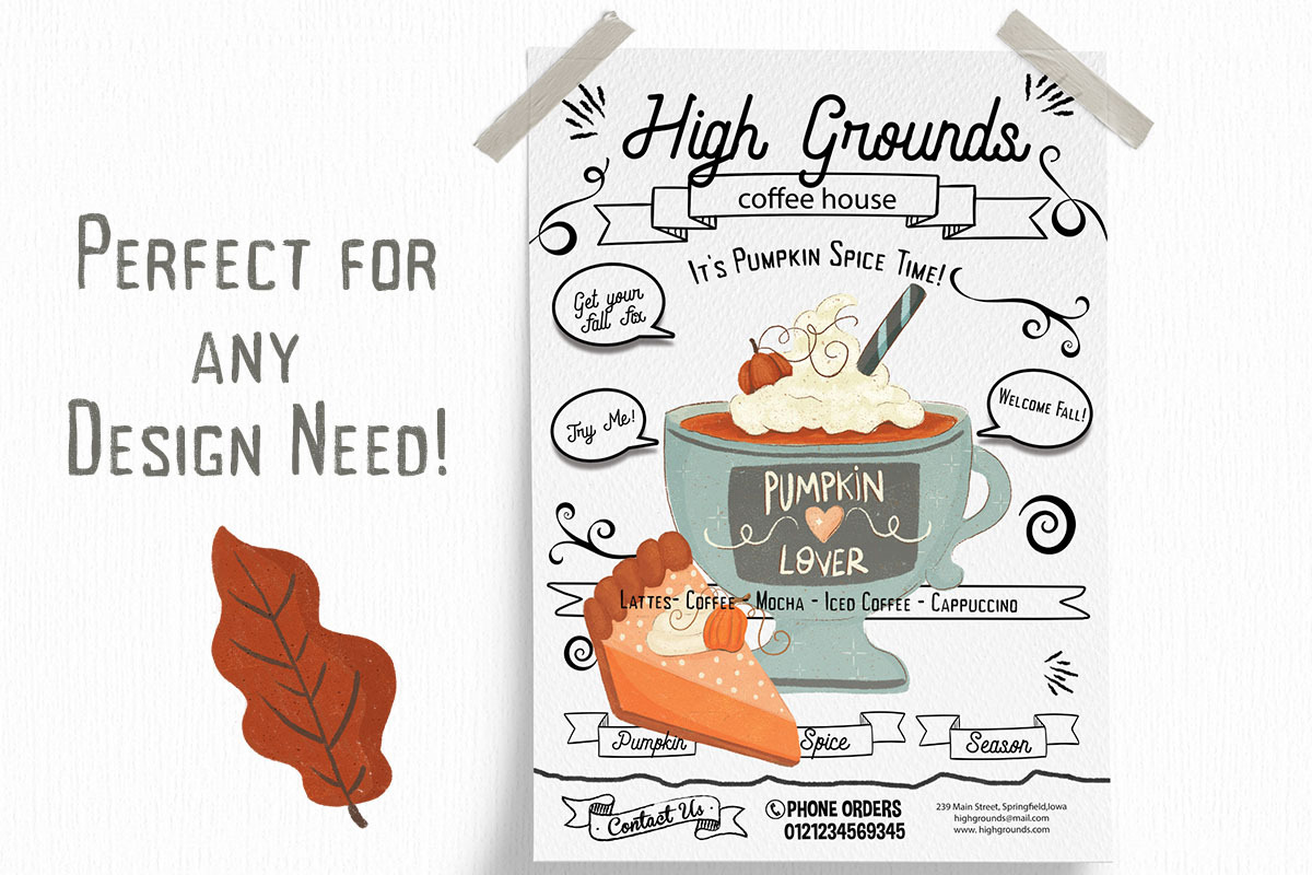 Coffee Pumpkin Spice Season Clipart, an Illustration by Bridgett Stahlman Design (Photo 3 of 5)