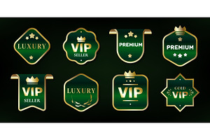 Premium green gold ribbon labels, an Illustration by art PVP - market