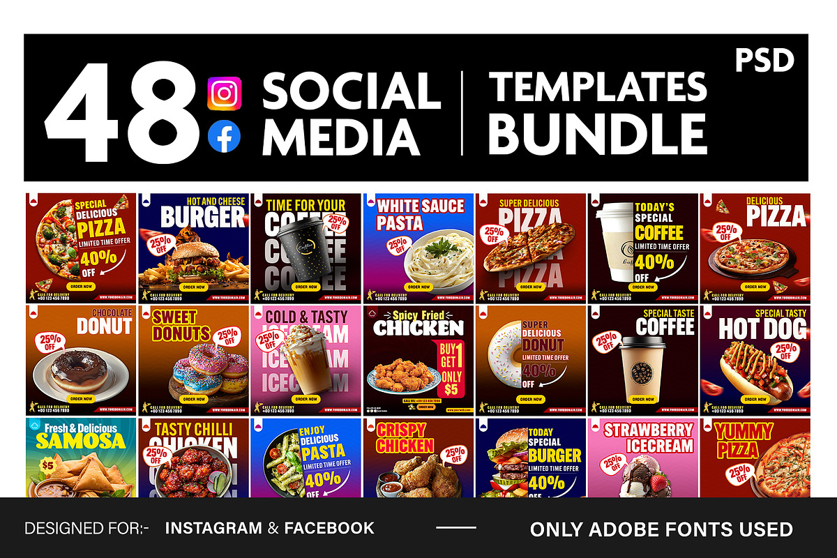 48 Fast Food Social Media Templates, a Social Media Template by Allies Interactive (Photo 3 of 4)