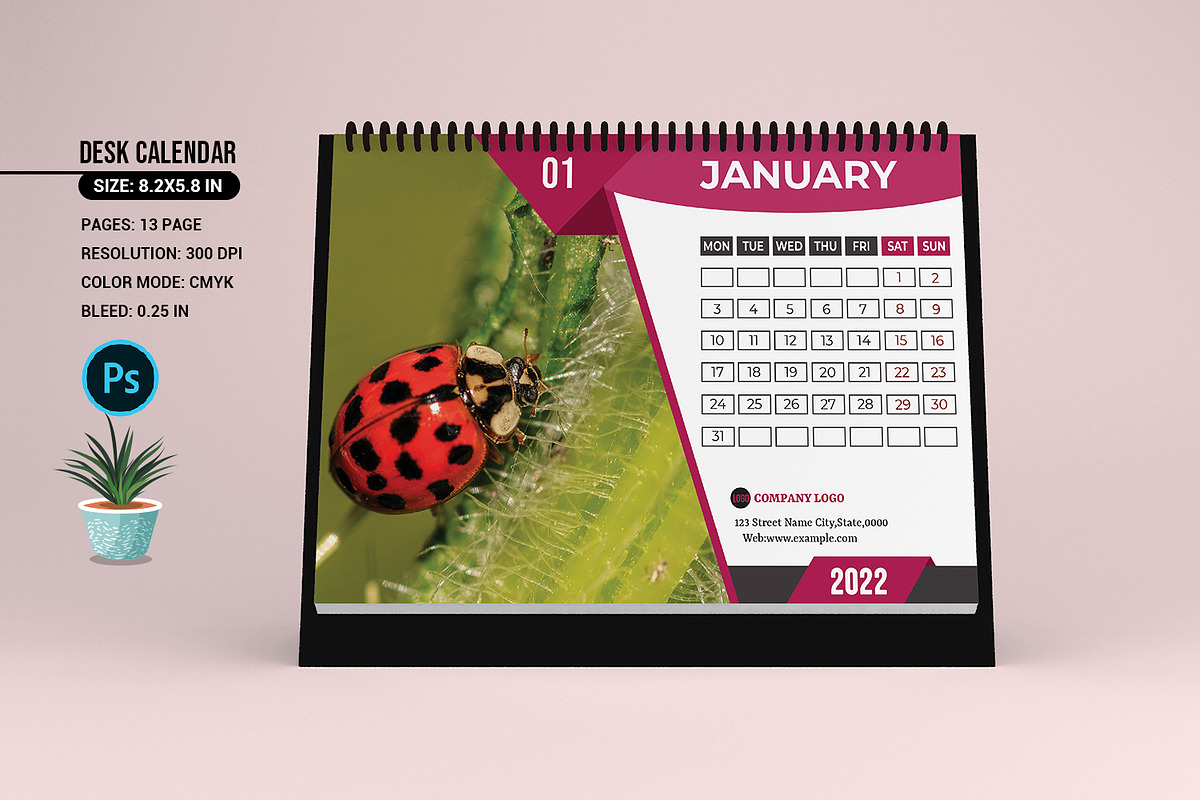 Desk Calendar 2022 V17, a Stationery Template by Template Shop (Photo 1 of 4)