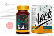 Amber Pills Box And Bottle Mockup, a Packaging Mockup by Reformer Mockup (Thumbnail 3 of 6)