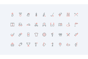 Game equipment golf club icons, an Object Illustration by Lemberg Vector