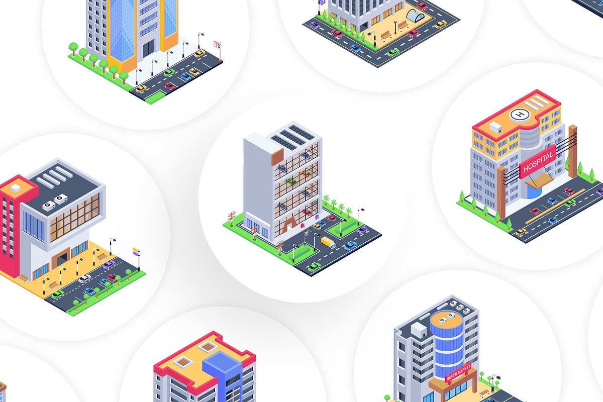 Urban Buildings Isometric, a Finance Illustration by Brickclay (Photo 6 of 9)