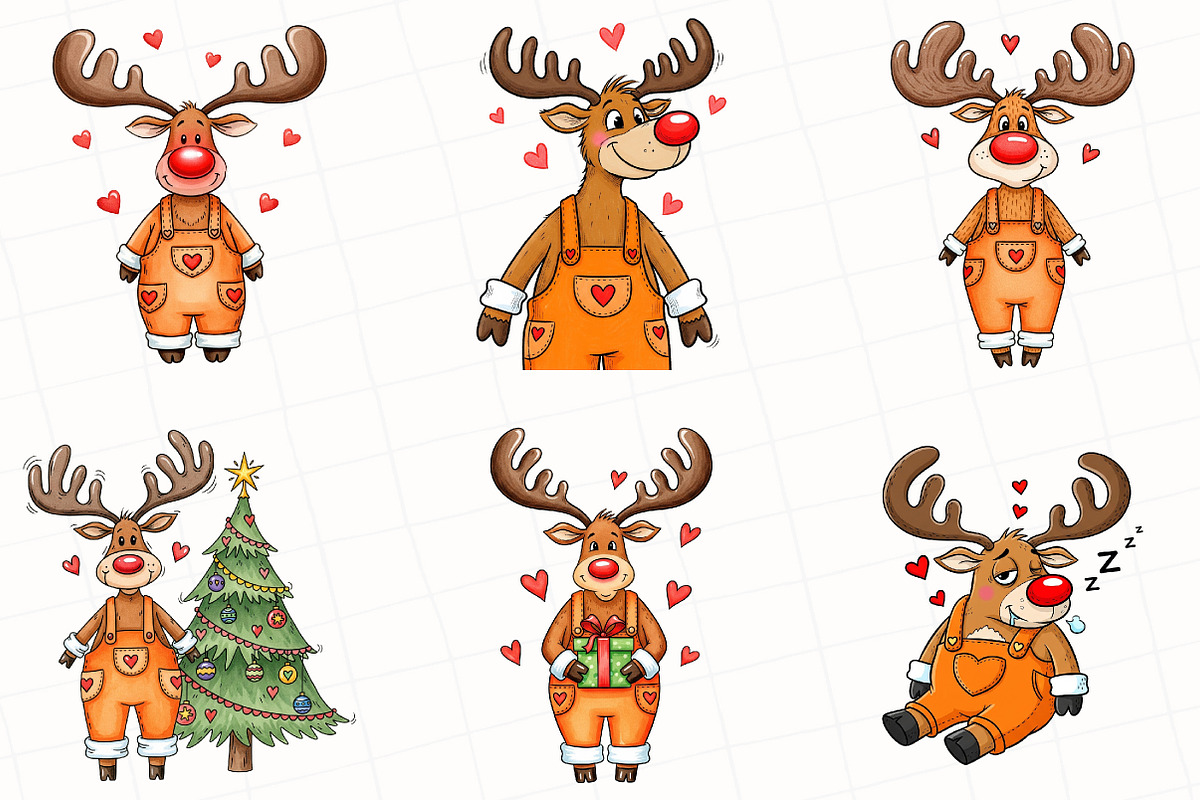 Quirky Christmas Reindeer Clipart, an Illustration by OK Design (Photo 4 of 5)