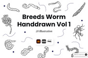 Breeds Worm Hand-Drawn Vol. 1, an Animal Illustration by SLAB! Design (Thumbnail 1 of 3)