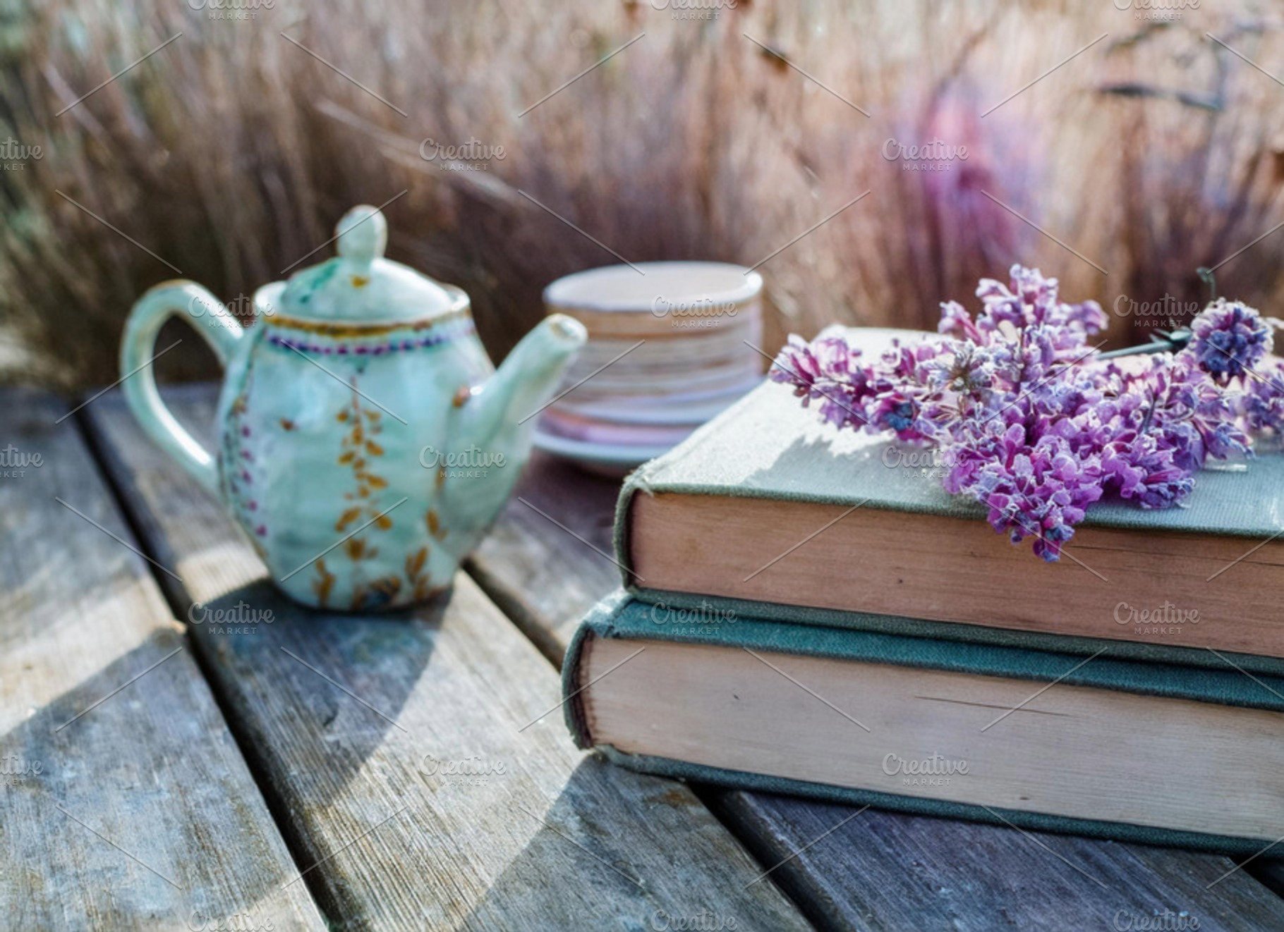 Books and Tea Picnic 11, a Nature Photo by Coral Antler