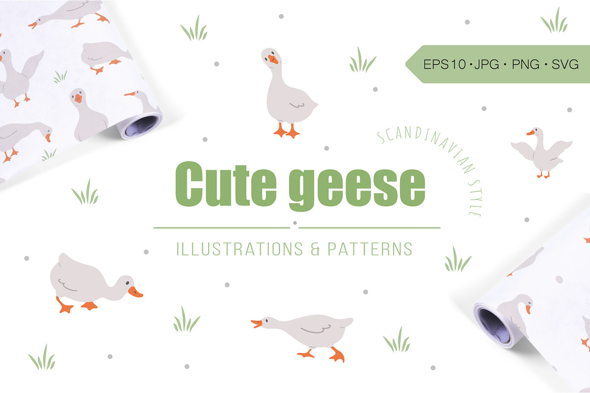 Cute geese clipart, an Animal Illustration by KeronnArt (Photo 1 of 4)