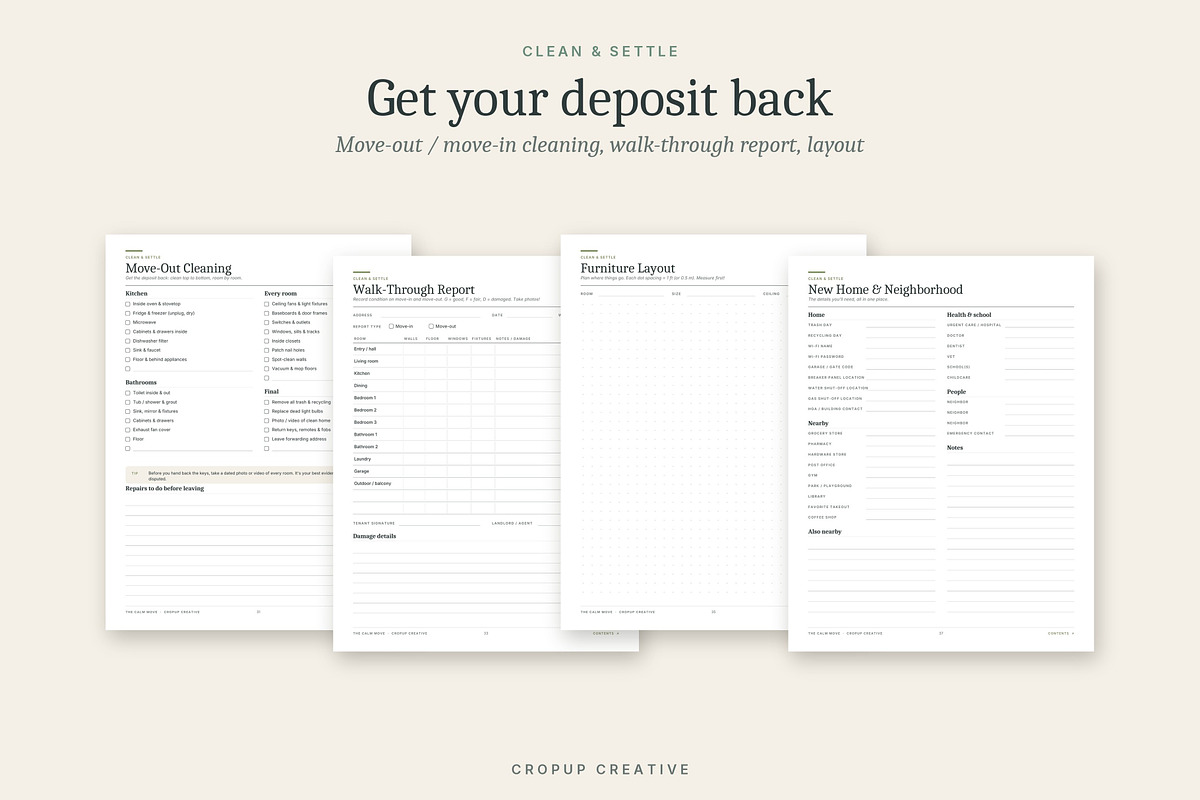 Printable & Fillable Moving Planner, a Stationery Template by CropUp Creative (Photo 7 of 10)