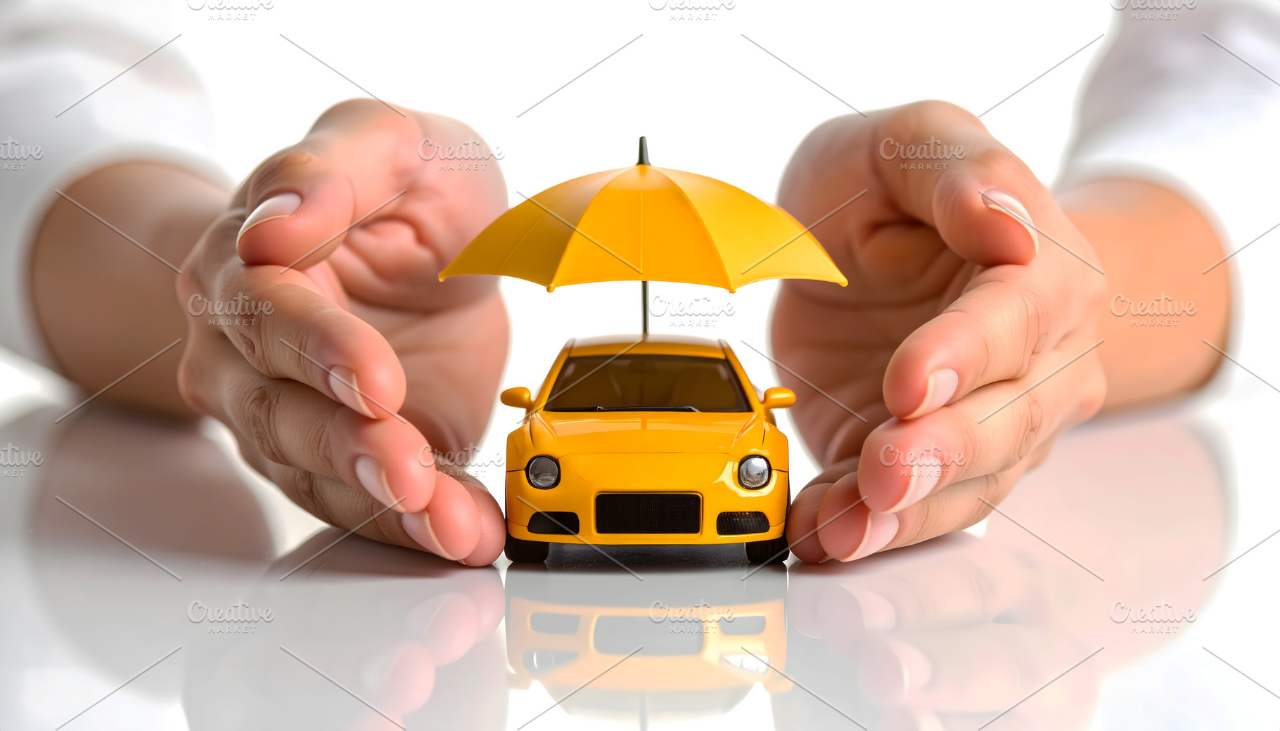 Car Insurance Concept: Hands Protect, a Business Photo by Stock Shape