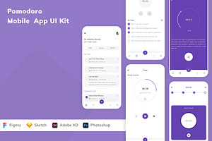 Pomodoro Mobile App UI Kit