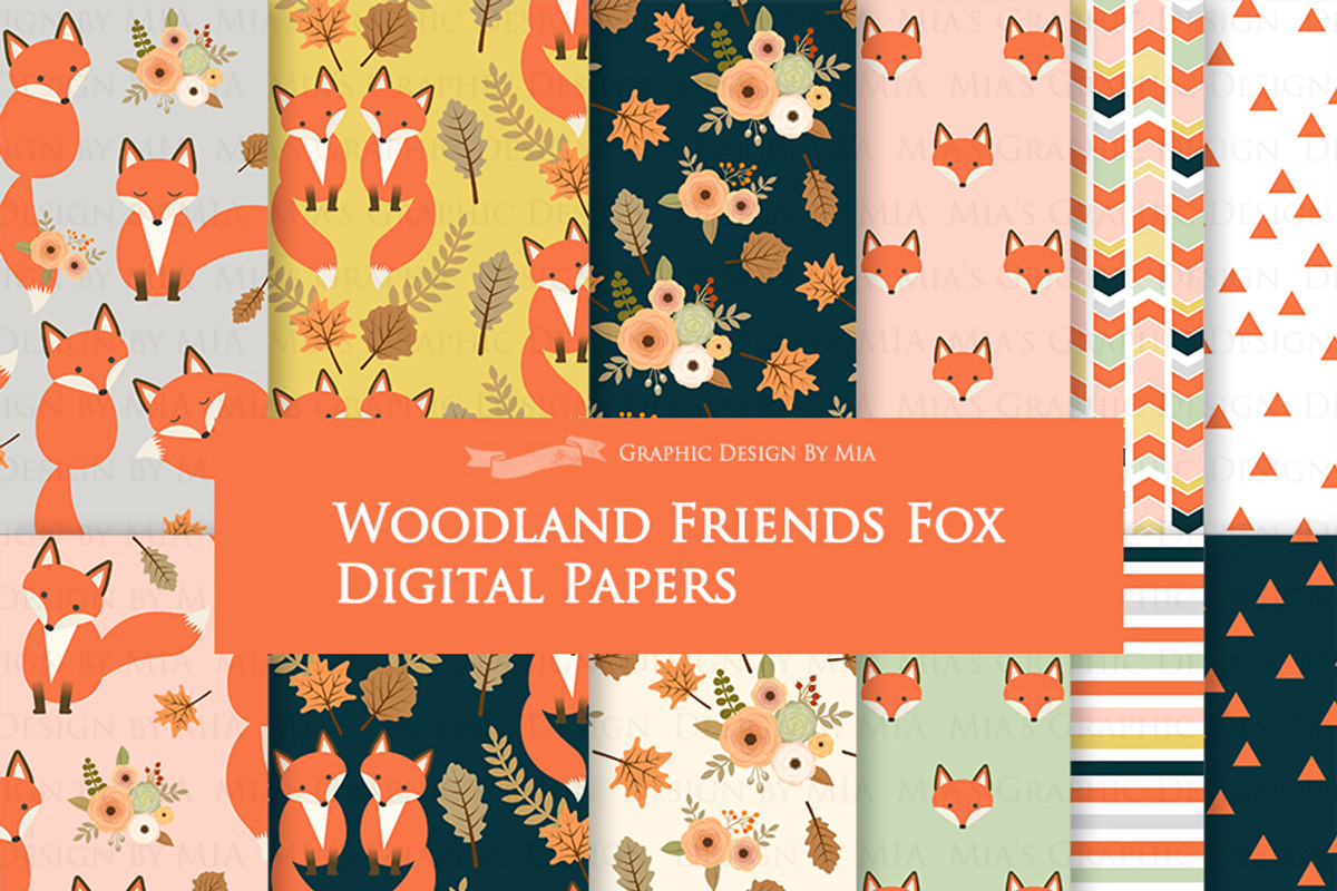 Red Fox Clipart+Pattern, an Animal Illustration by Mia's Graphic Design