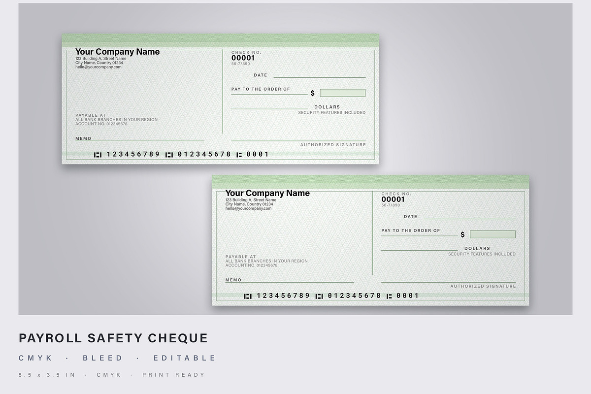 Payroll Check Template, a Stationery Template by DesignerCandies (Photo 1 of 2)