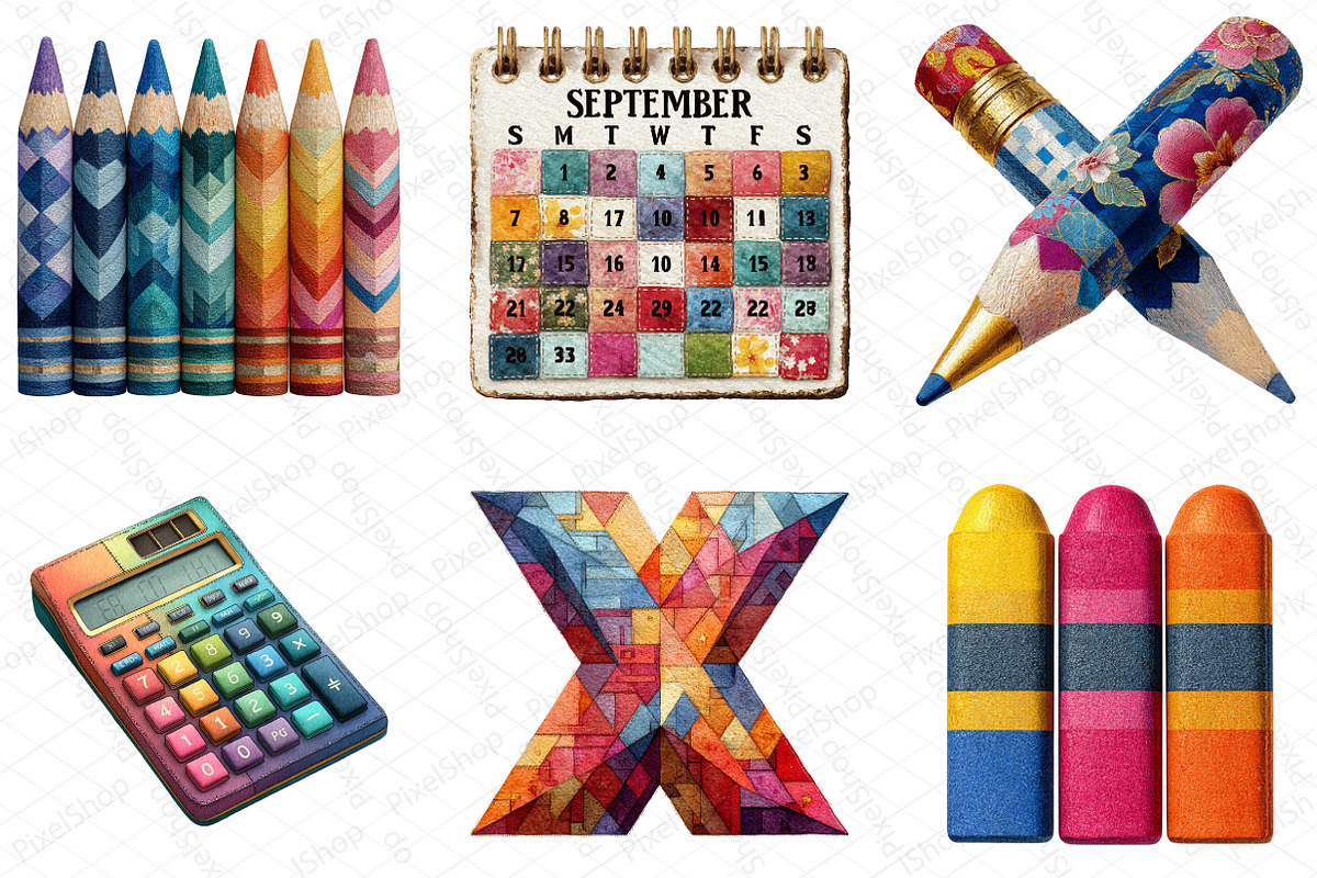 Patchwork Back to School Clipart, an Illustration by DreamPrint404 (Photo 3 of 5)