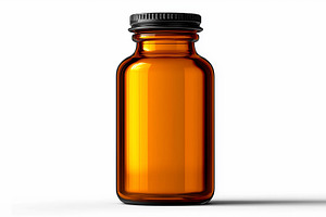 Amber glass bottle with black cap, a Health & Medical Photo by MistyDay