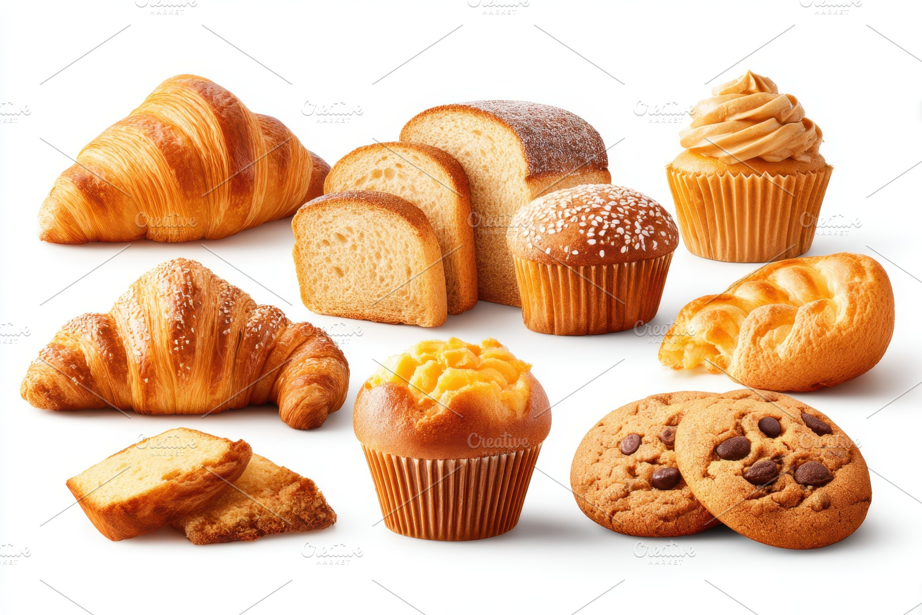 Assorted bakery pastries and breads, a Food & Drink Photo by AlyaAnd