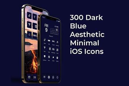 300 Dark Blue Minimal iOS Icon Pack