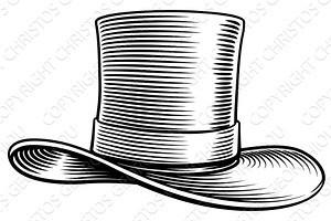 Top Hat Vinatge Woodcut Illustration, an Illustration by Christos Georghiou