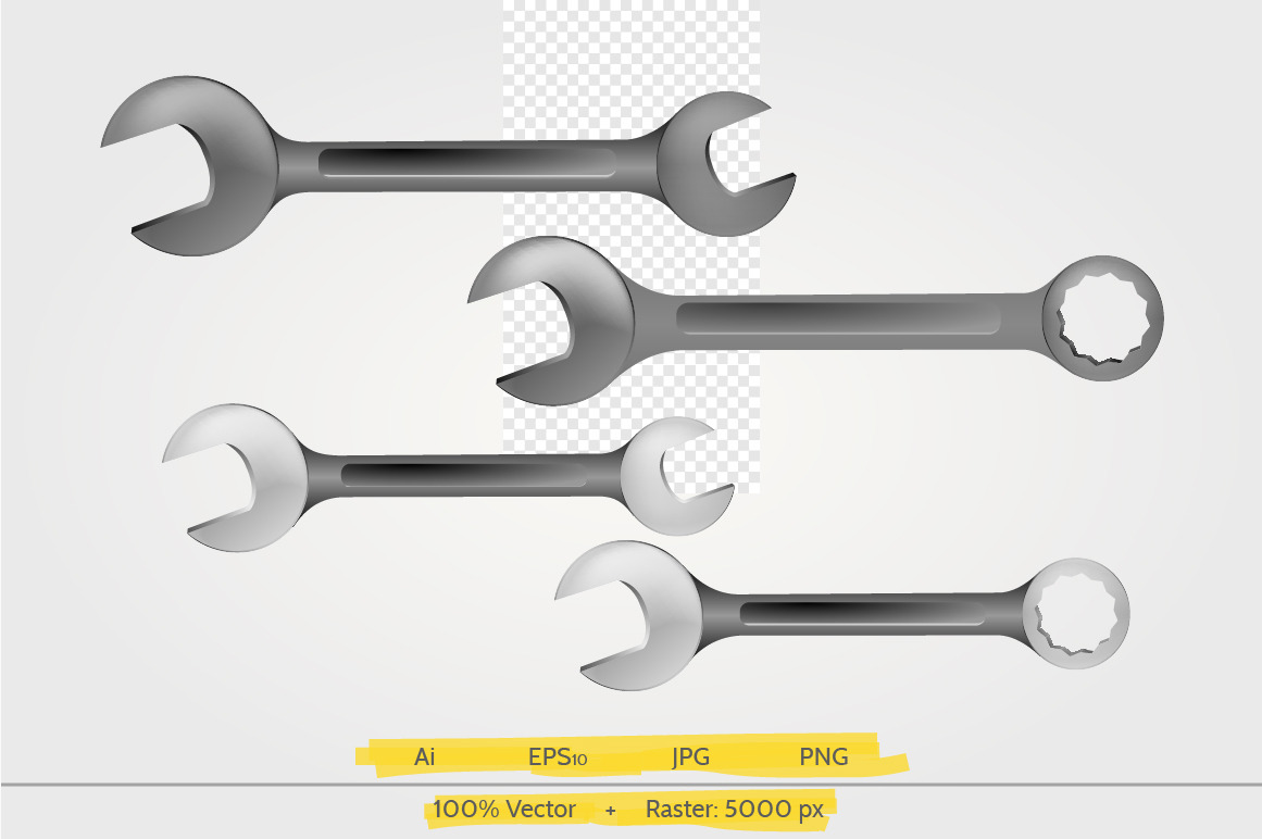 Steel spanners vector illustration, an Object Illustration by ...