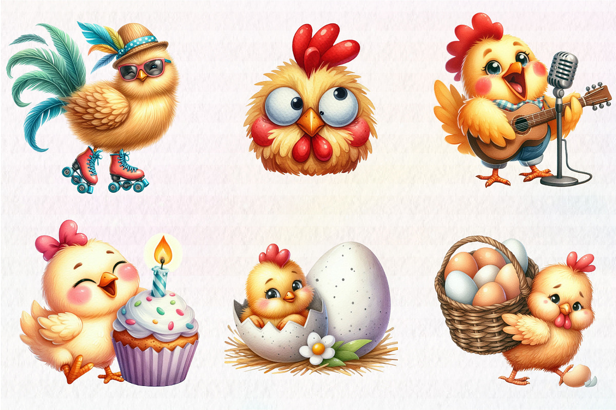 Funny Chiken clipart, an Illustration by CreationArt (Photo 4 of 5)
