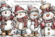 Christmas Whimsical Snowman Clipart, an Illustration by SinaCreation (Thumbnail 1 of 7)