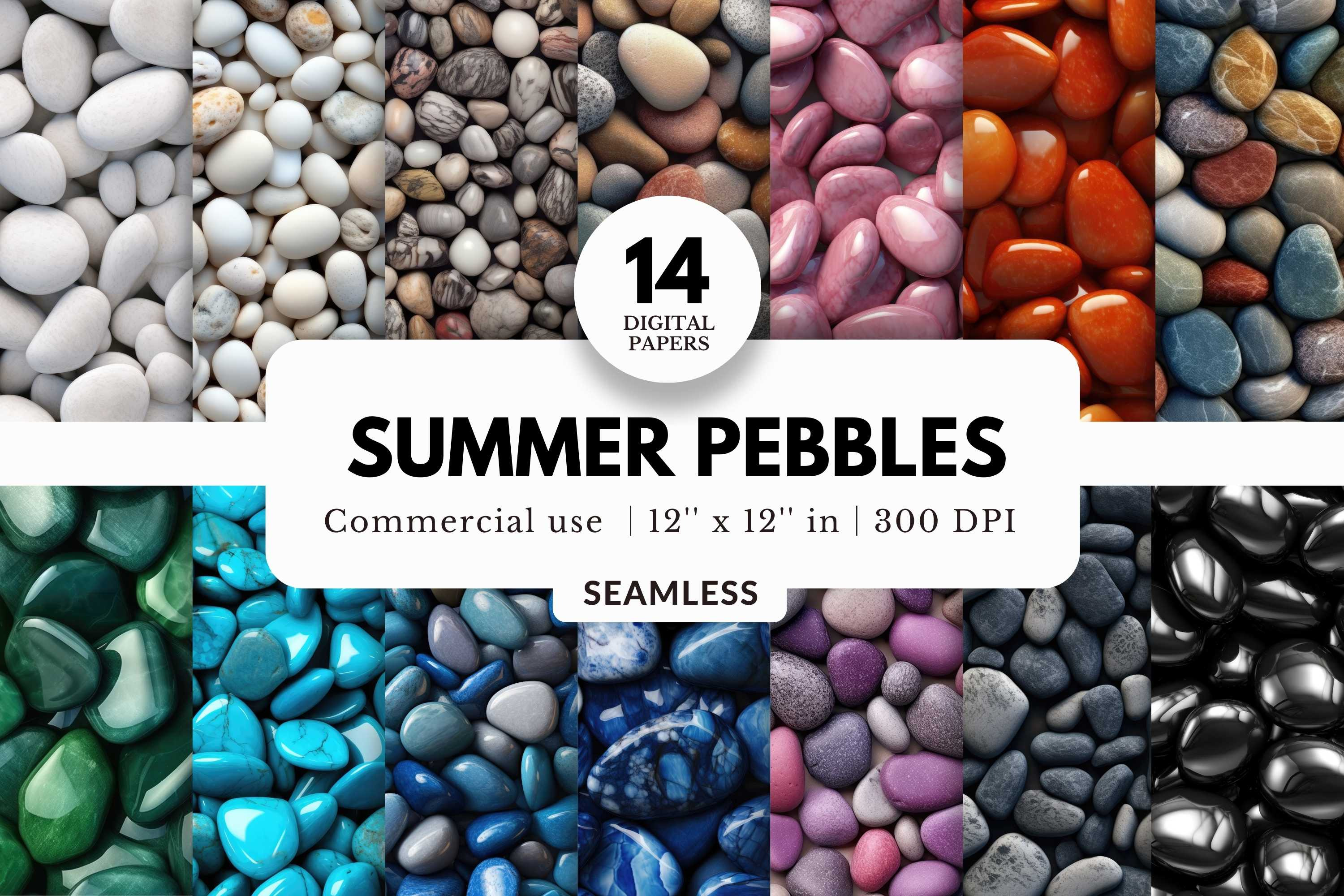 14 Summer Pebbles Digital Papers, a Background Graphic by NorthWindPixels