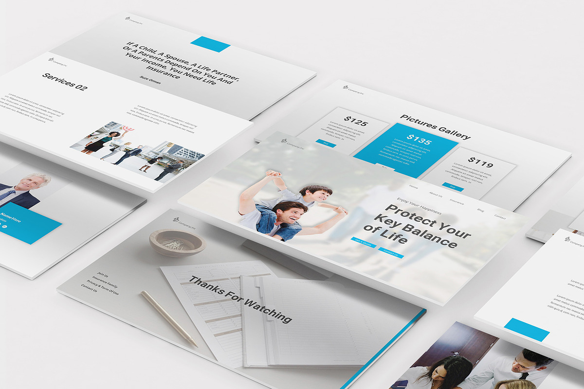 Insurance Powerpoint Template, a Presentation Template by Formatika Studio