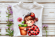 Watercolor Ladybug Girl Clipart, an Illustration by Rose Art (Thumbnail 5 of 7)