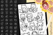 160 Procreate Kawaii Cat Stamps, a Brush Add-On by DrawingStoryShop (Thumbnail 1 of 6)