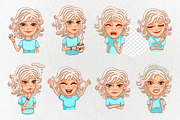 Blond girl  emotions. Avatar. Vector, a Person Illustration by VaraNa Art (Thumbnail 2 of 7)