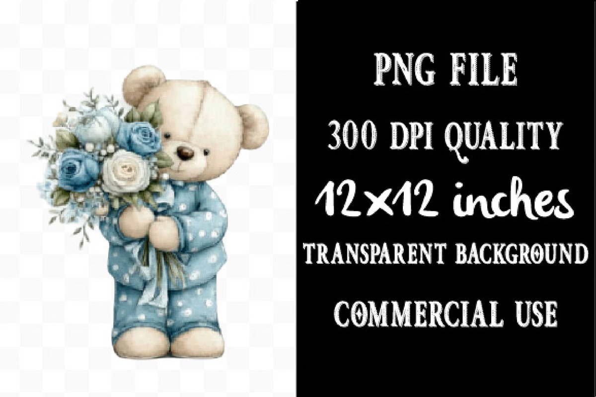 Teddy Bear Clipart Sublimation, an Illustration by Designking (Photo 4 of 5)