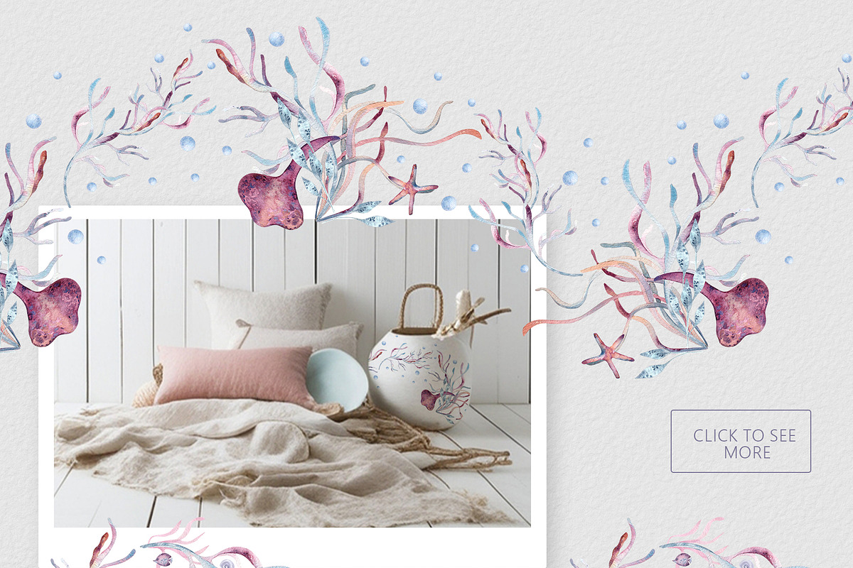 Ocean plants watercolor animals set, an Illustration by Kate Lanbina (Photo 13 of 19)